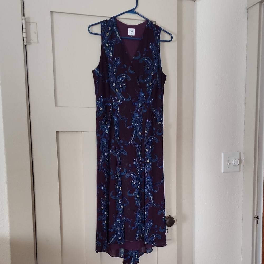 CAbi High Low Dress in Purple and Blue